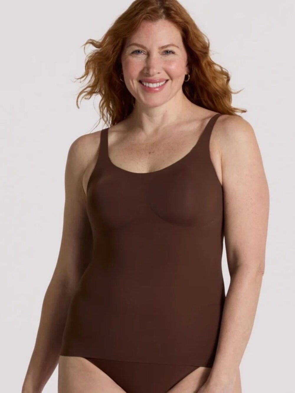 Evelyn & Bobbie Cocoa Structured Scoop Bra Tank Silky Soft Support Like New L - Picture 10 of 12